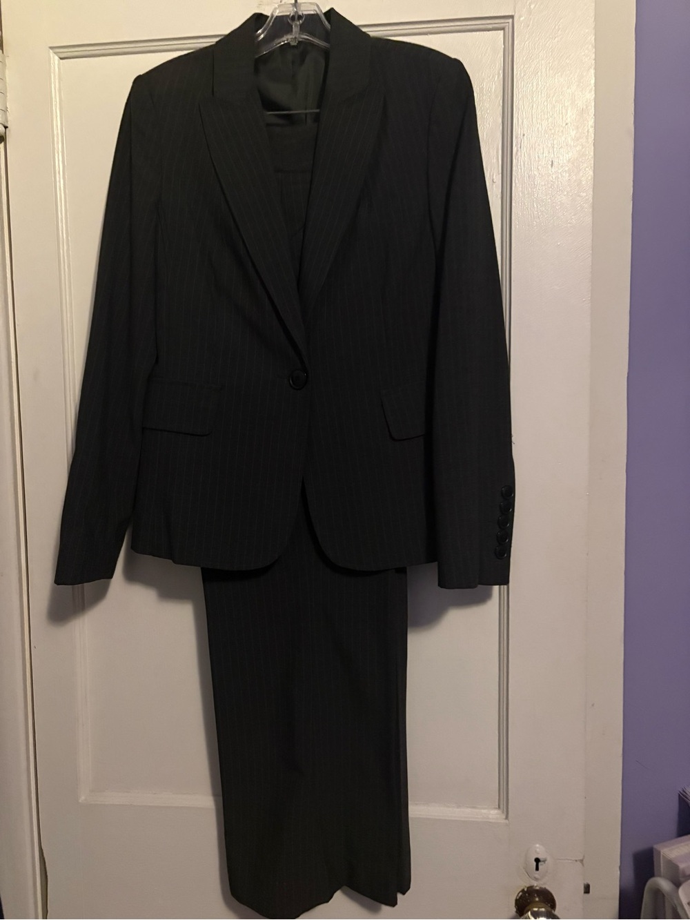 Rafaella Dark Gray Pinstripe Women's Suit Jacket and Skirt
